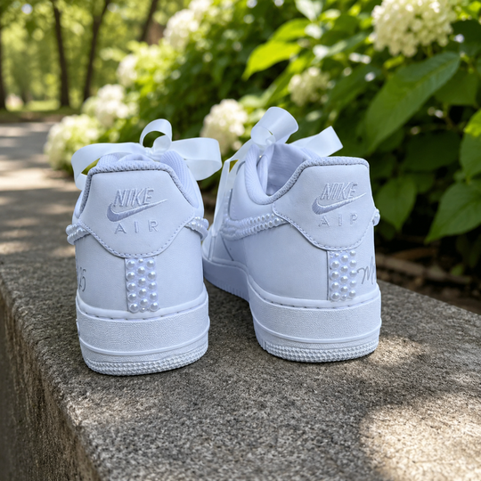 Custom Air Force 1 Wedding Sneaker, Gift for her, Custom White Wedding shoes