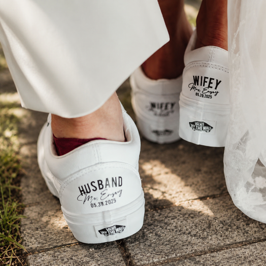 Custom Vans Wedding Sneaker, Gift for her, Custom White Wedding shoes
