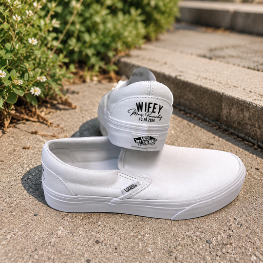 Custom Vans Wedding Sneaker, Gift for her, Custom White Wedding shoes