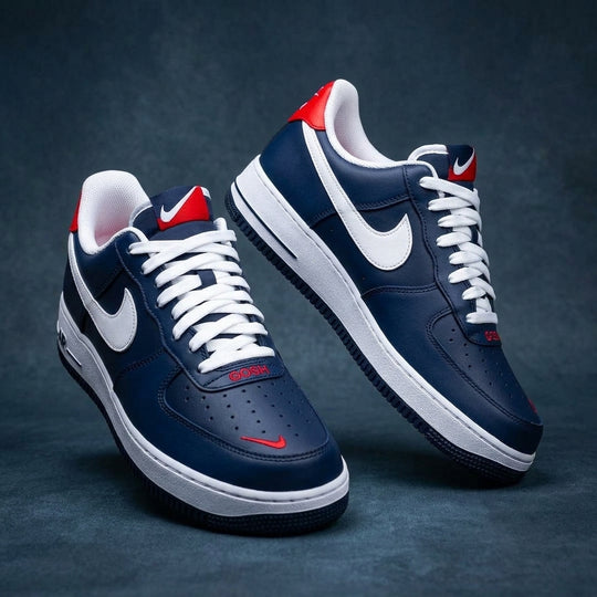 Custom Hand Painted Navy Red Air Force 1 Sneakers
