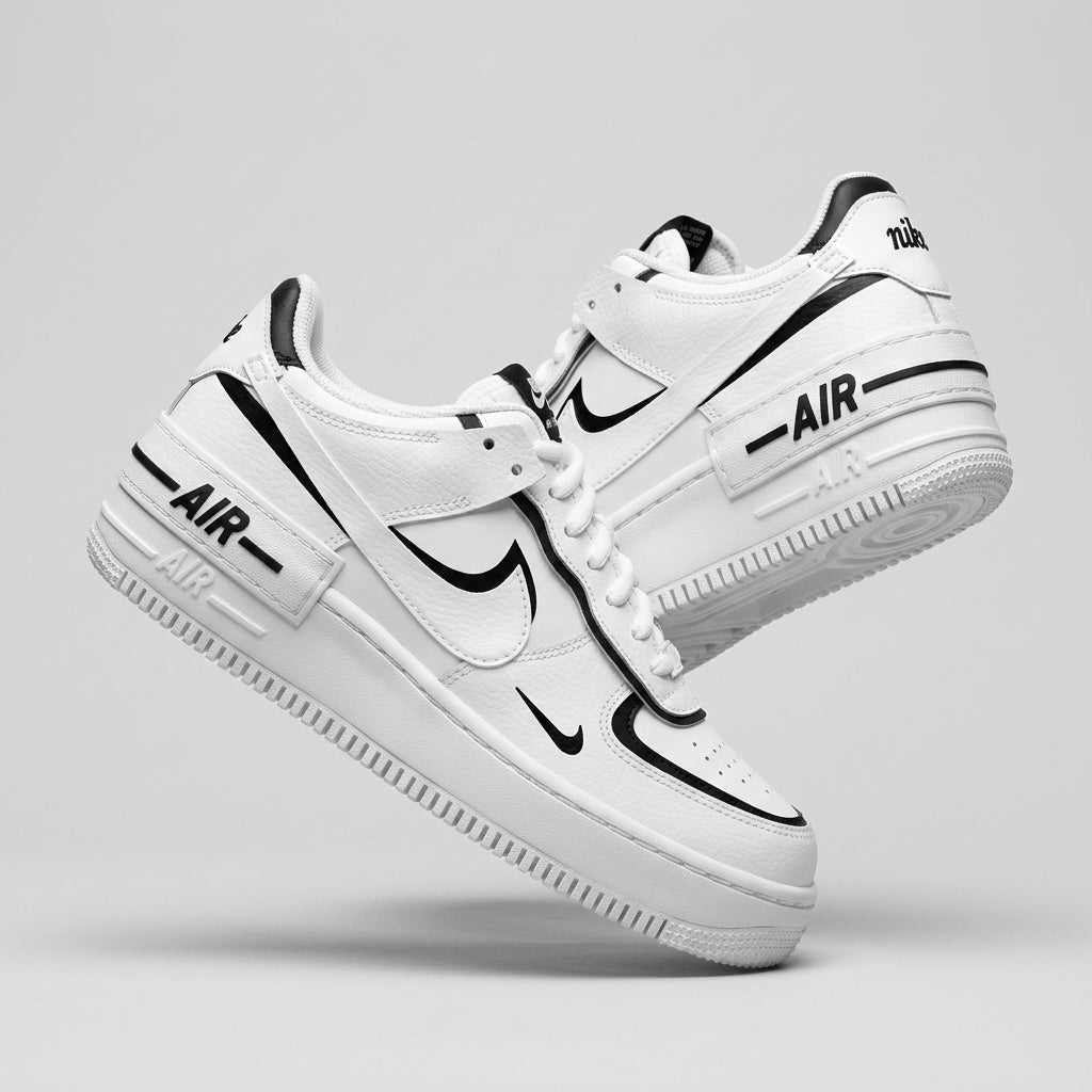 Hand Painted Custom Black & White Air Force 1 Sneakers