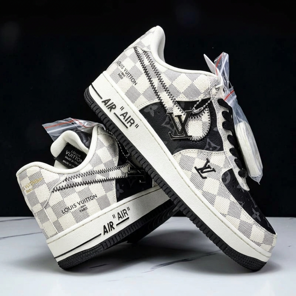 Hand Painted Custom Air Force 1 Checkered Sneakers
