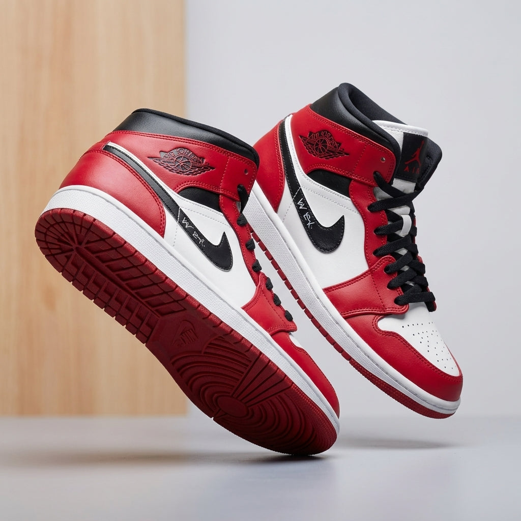 Hand Painted Custom Air Jordan 1 Red Black Sneakers