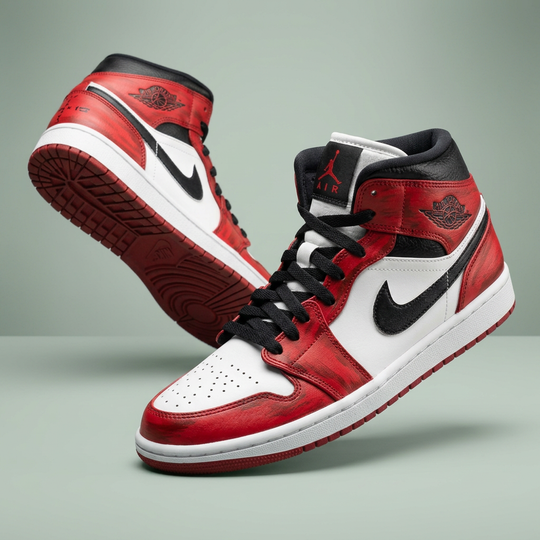 Hand Painted Custom Air Jordan 1 Red Black Sneakers