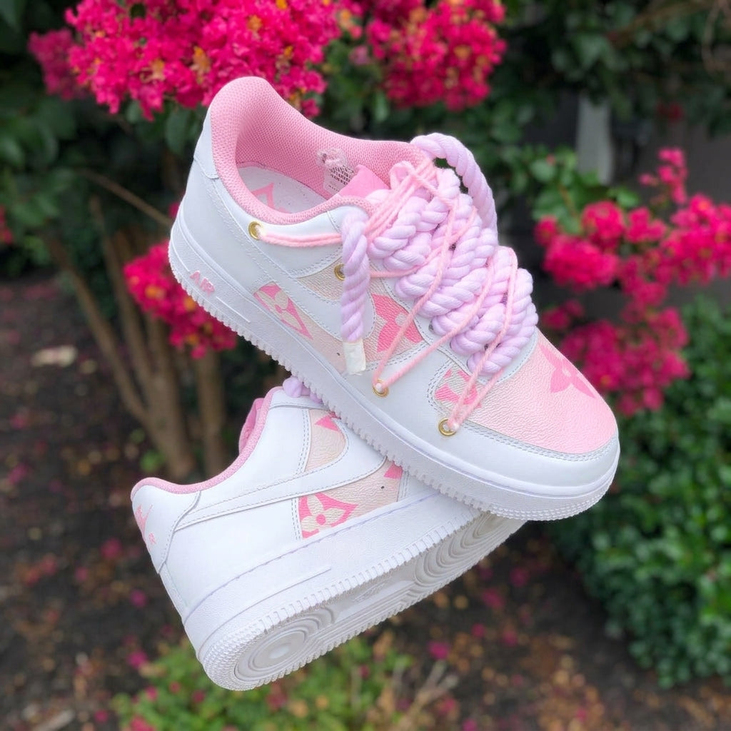 Pink Hand Painted Custom Air Force 1 Sneakers