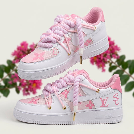 Pink Hand Painted Custom Air Force 1 Sneakers