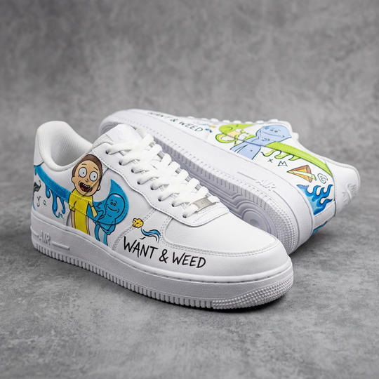 Hand Painted Custom Rick & Morty Air Force 1 Sneakers