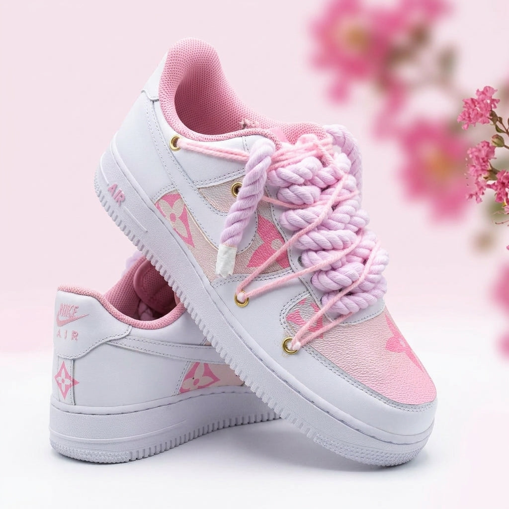 Pink Hand Painted Custom Air Force 1 Sneakers