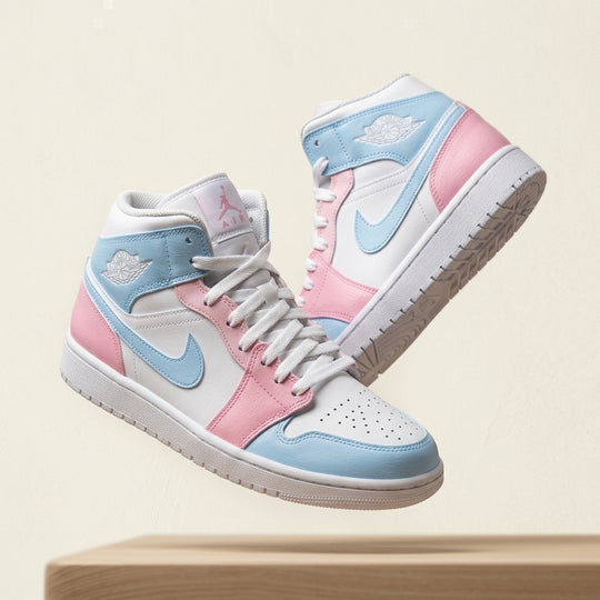 Hand Painted Pink & Blue Air Jordan 1 Custom Sneakers