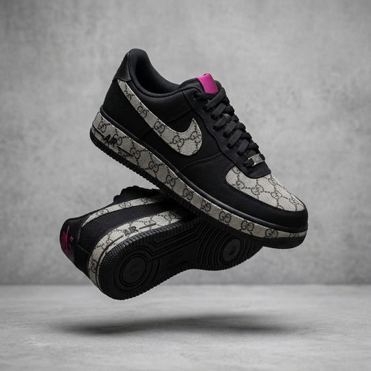 Hand Painted Black Monogram Custom Air Force 1 Sneakers