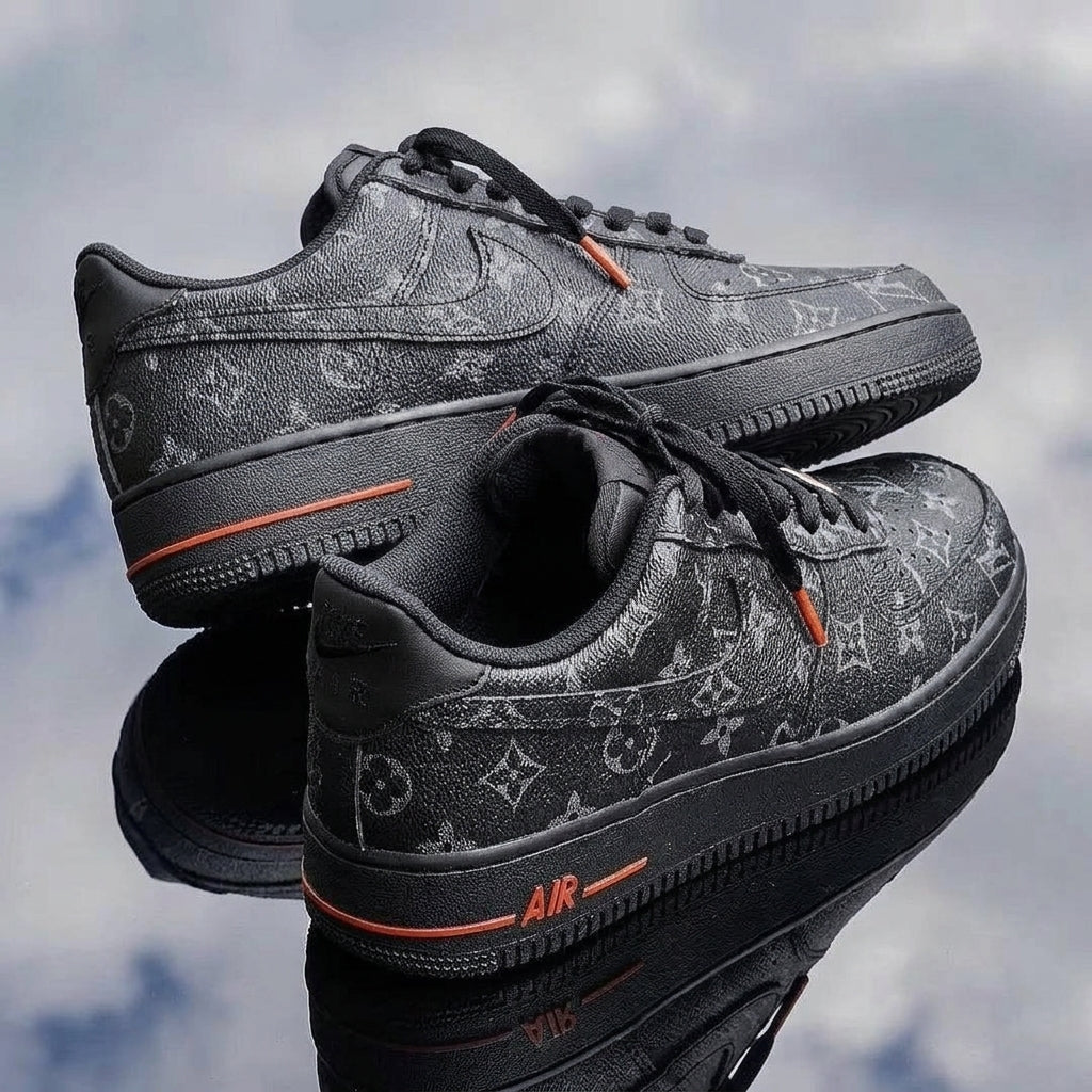 Hand Painted Custom Black Air Force 1 Sneakers