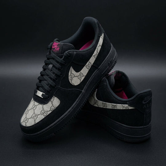Hand Painted Black Monogram Custom Air Force 1 Sneakers