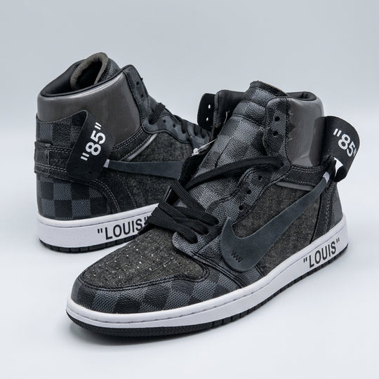 Hand Painted Black Checker Custom High Top Sneakers