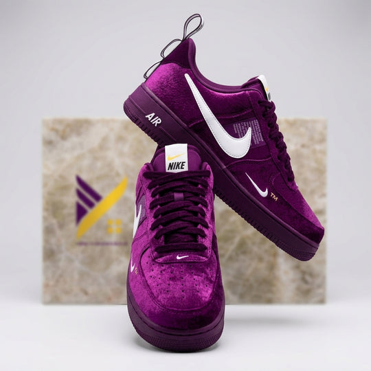 Hand Painted Purple Velvet Custom Air Force 1 Sneakers