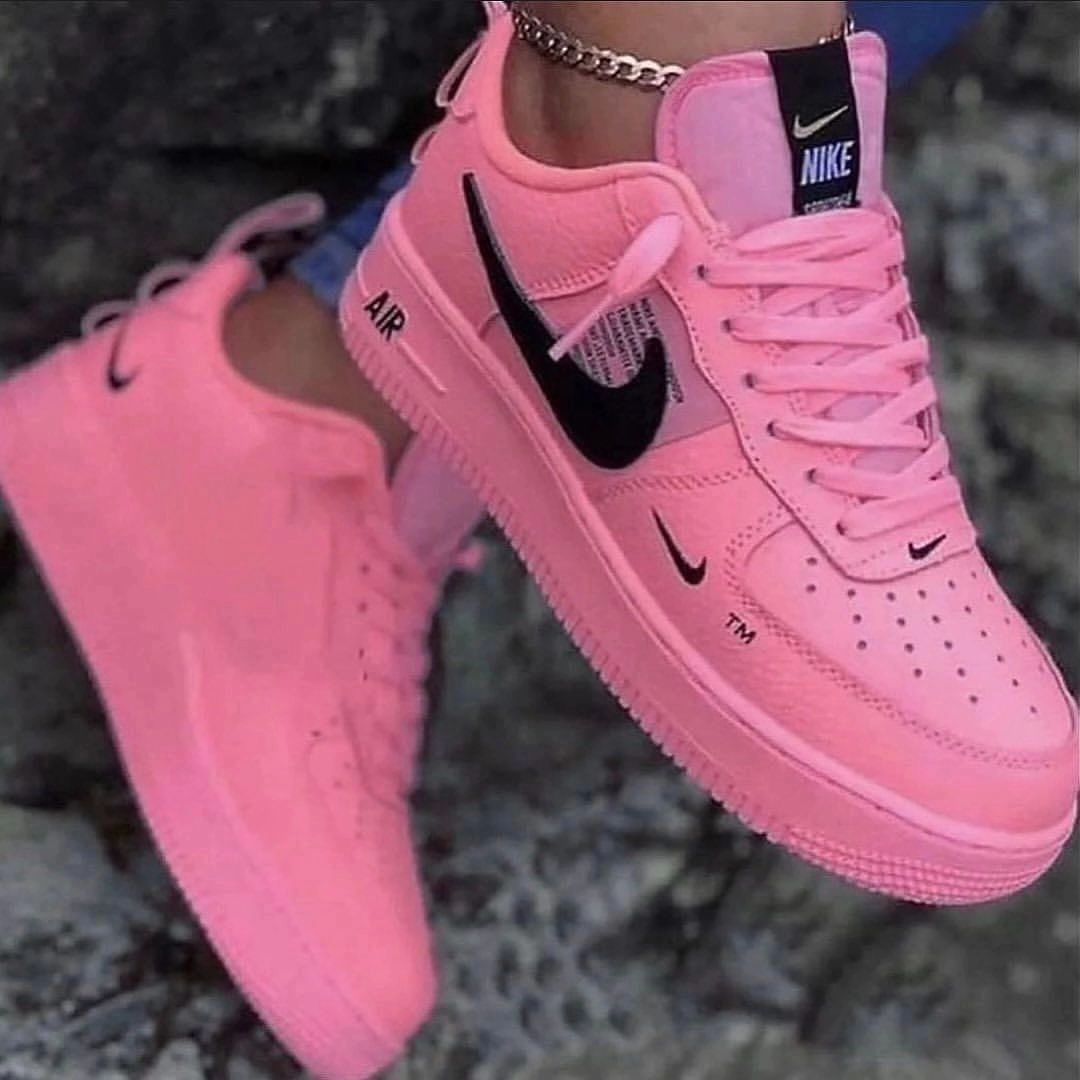 Custom Air Force 1 Pink Black Swoosh