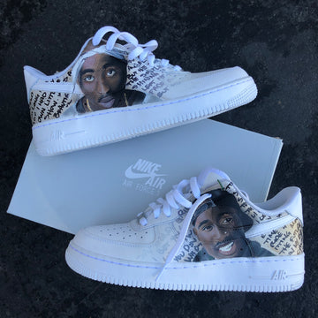 Custom Air Force 1 Text Background Tupac Portrait