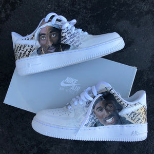 Custom Air Force 1 Text background Tupac Portrait