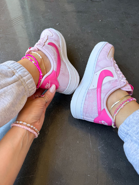 Pink Hand Painted Custom Air Force 1 Sneakers