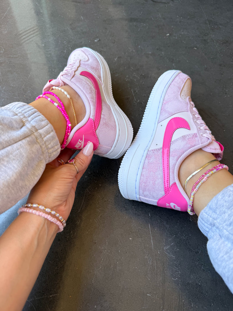 Pink Hand Painted Custom Air Force 1 Sneakers