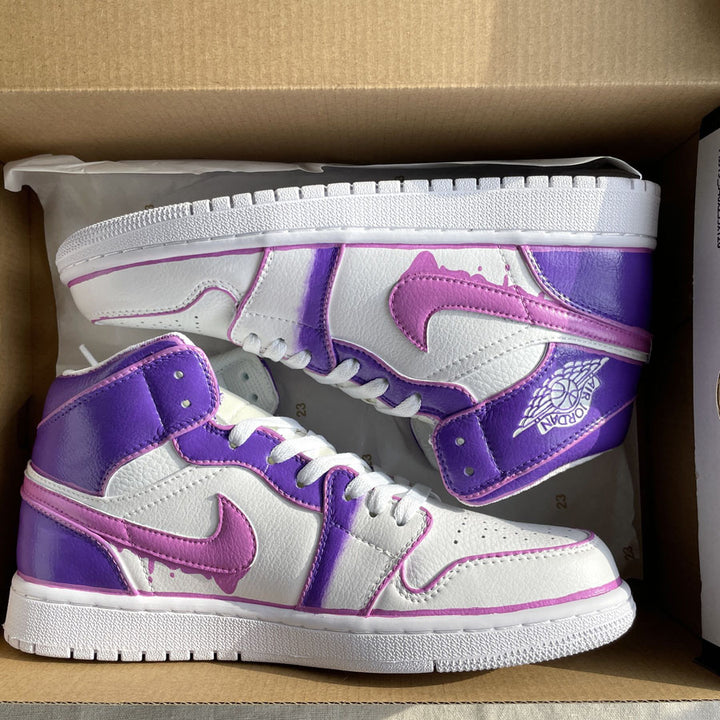 Custom Air Jordan 1 Purple Pink Drip