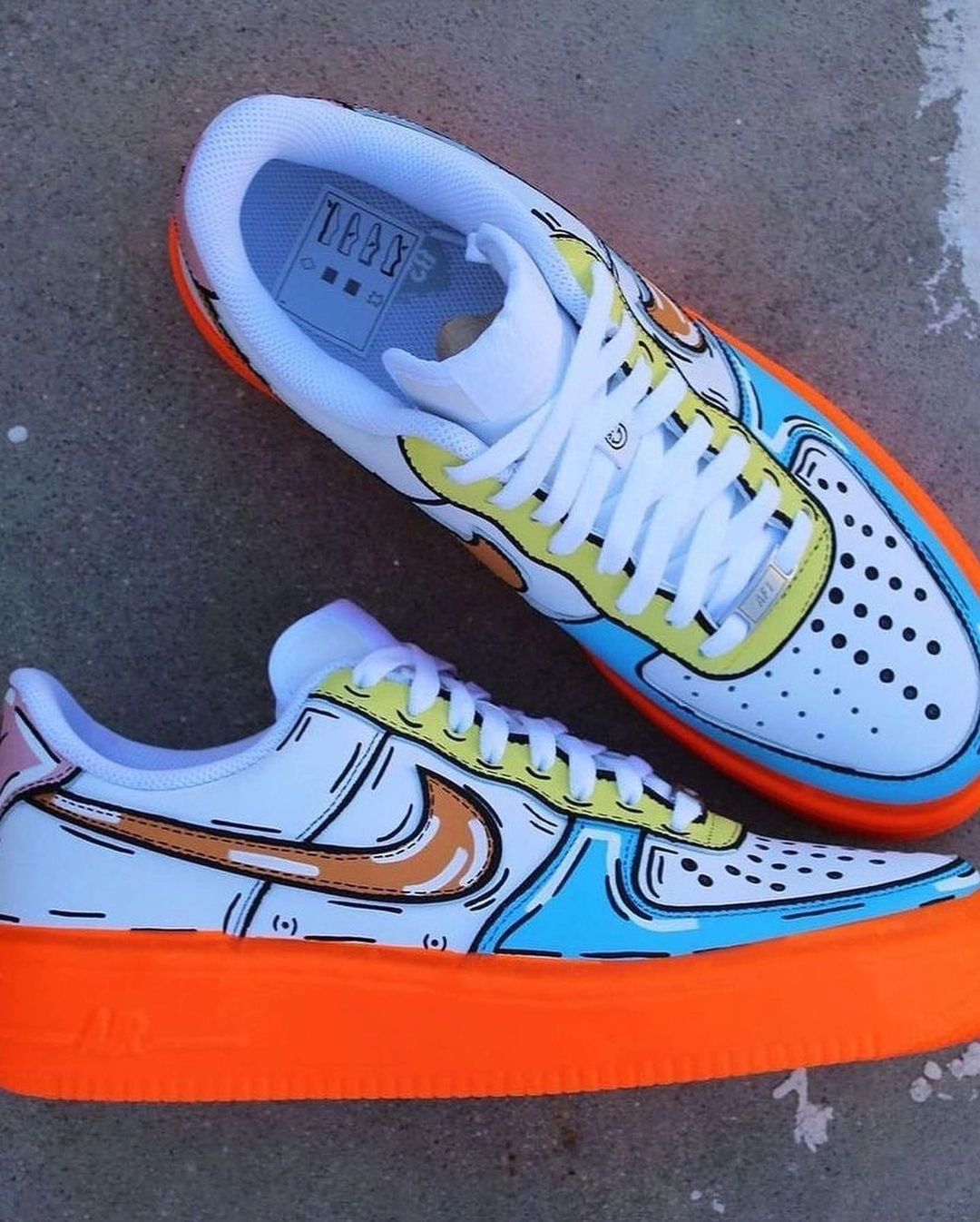 Custom Air Force 1 Orange Blue Outline