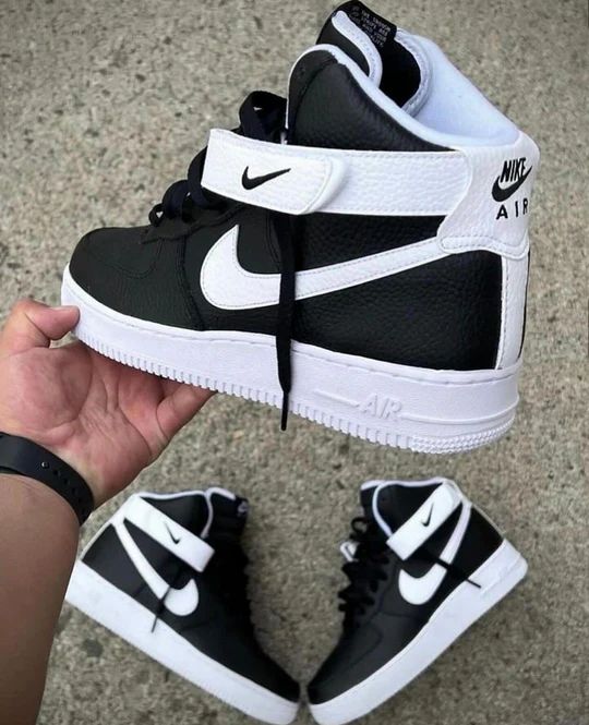 Custom Air Force 1 Black White Swoosh High