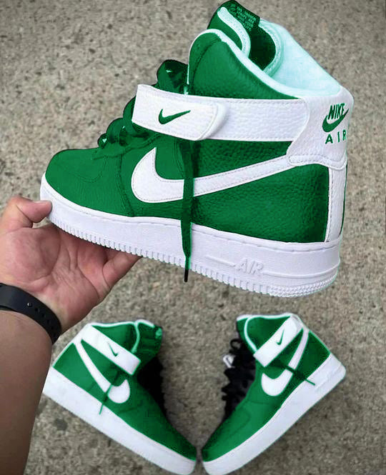 Custom Air Force 1 Green White Swoosh High