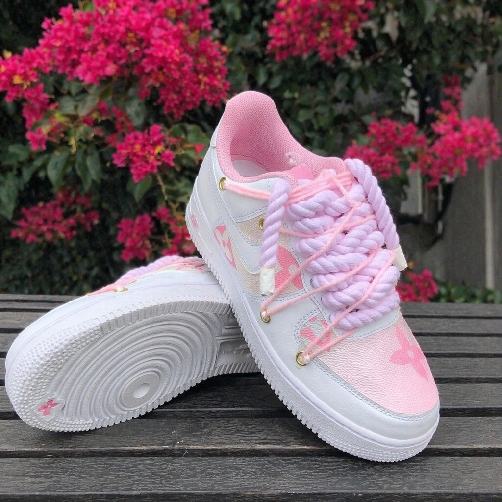 Pink Hand Painted Custom Air Force 1 Sneakers