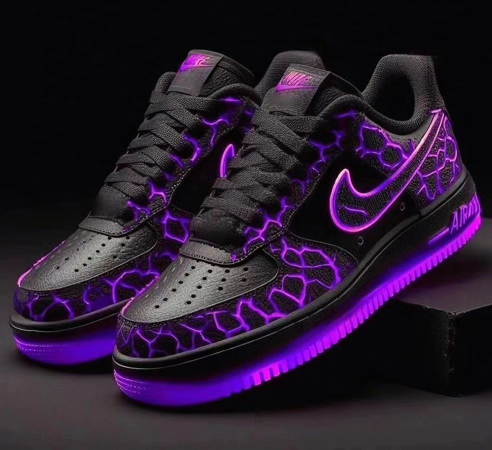 Custom Air Force 1 Purple Lightning Black