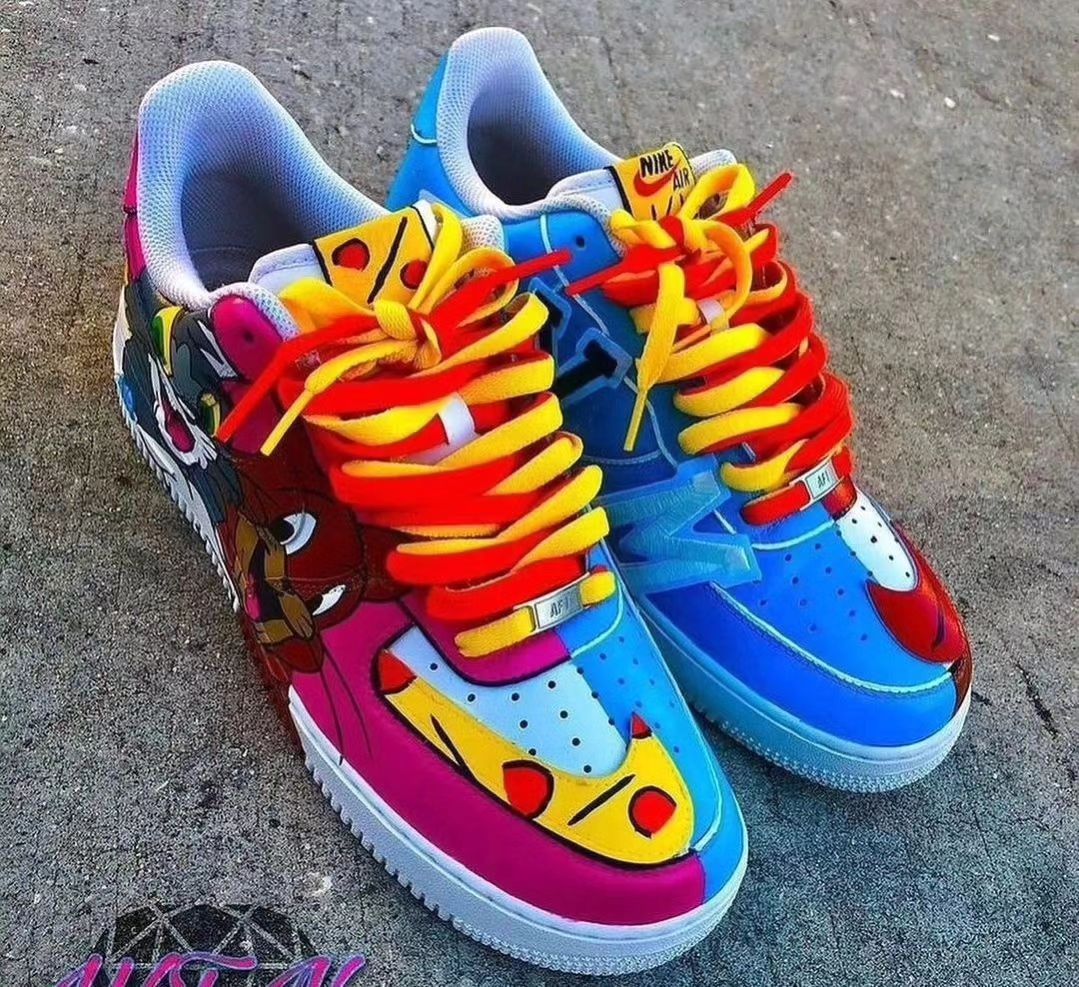 Custom Air Force 1 Blue Purple Cat Mouse