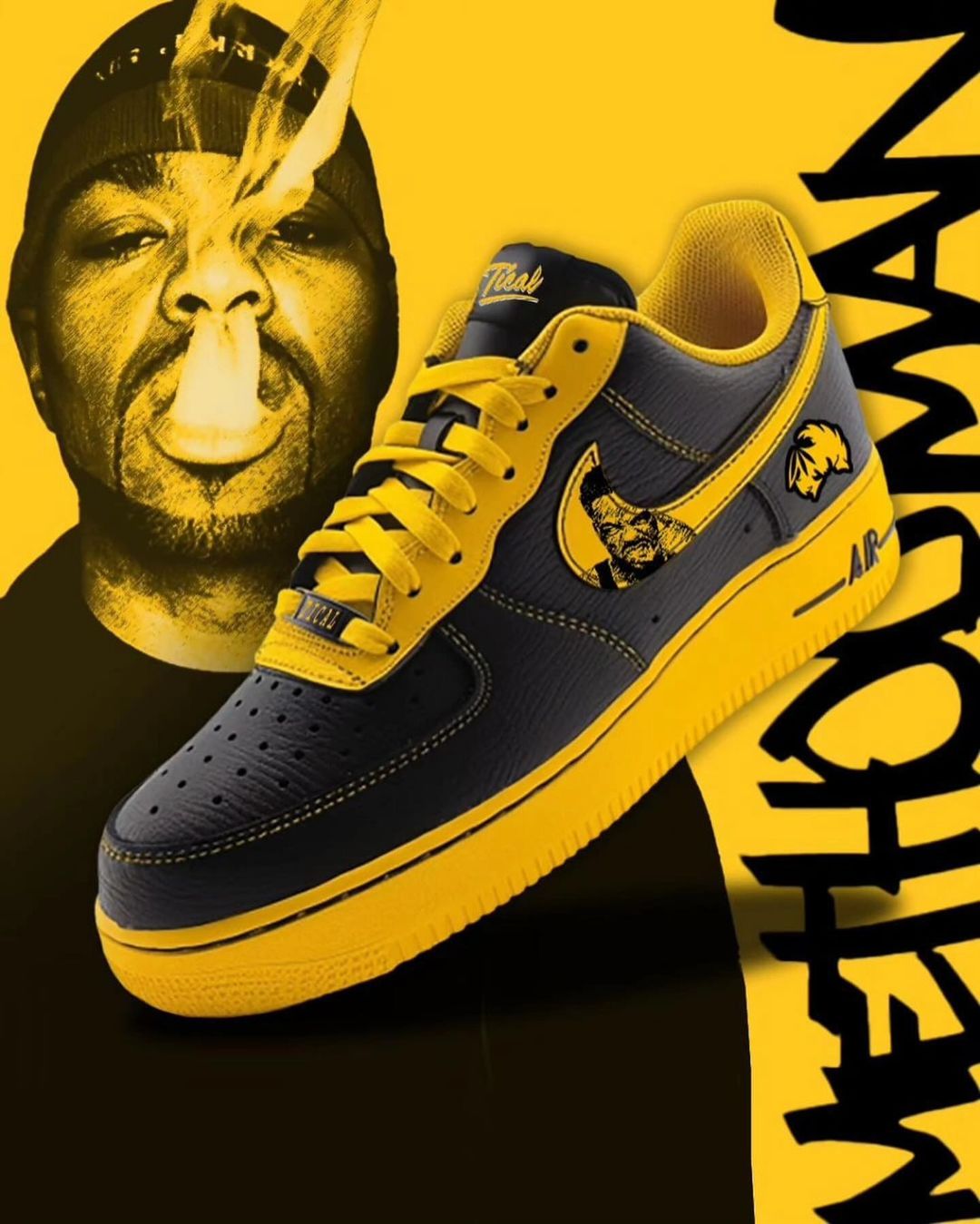 Custom Air Force 1 Black Yellow