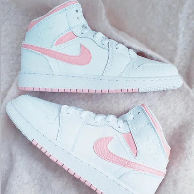 Custom Air Jordan 1 White Pink Swoosh