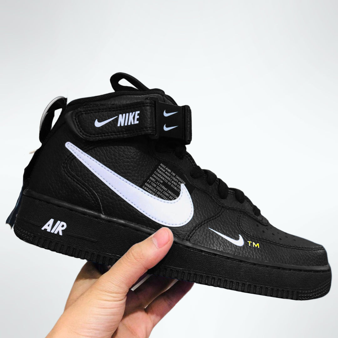 Custom Air Force 1 Black White Fonts Mid