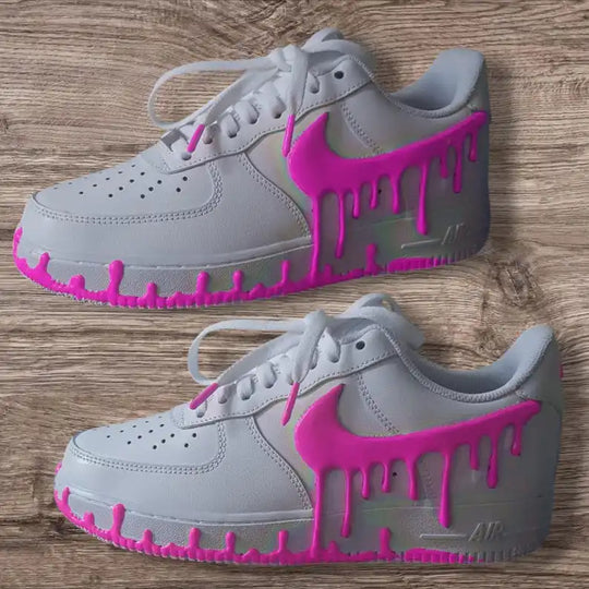 Handmade Dripping Paint Effect Custom Air Force 1, Multi-color Optional Glow-in-the-dark Custom Sneakers Unisex Trendy Streetwear Casual Shoes