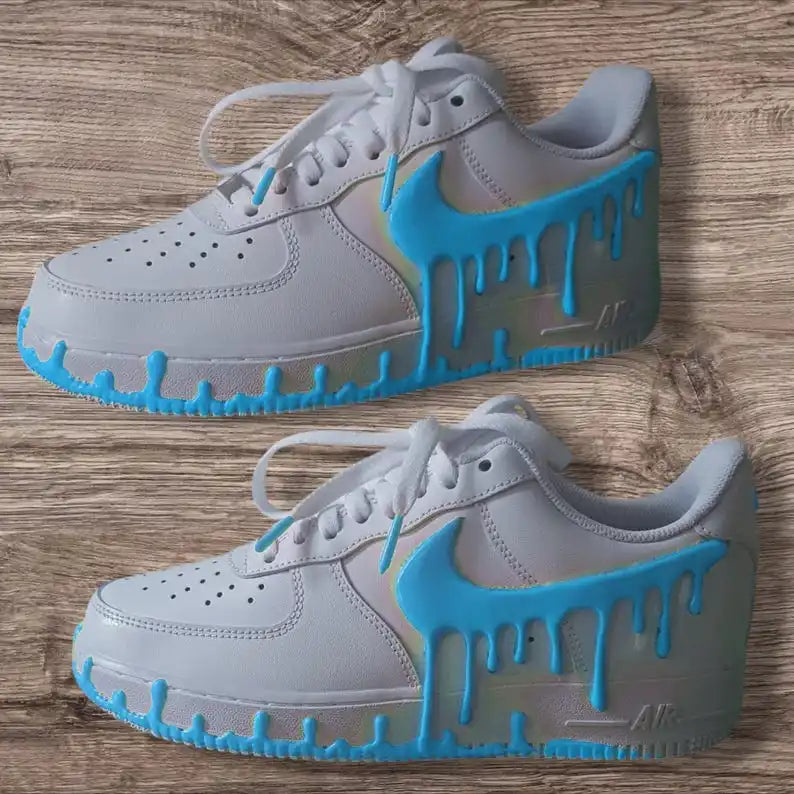 Handmade Dripping Paint Effect Custom Air Force 1, Multi-color Optional Glow-in-the-dark Custom Sneakers Unisex Trendy Streetwear Casual Shoes
