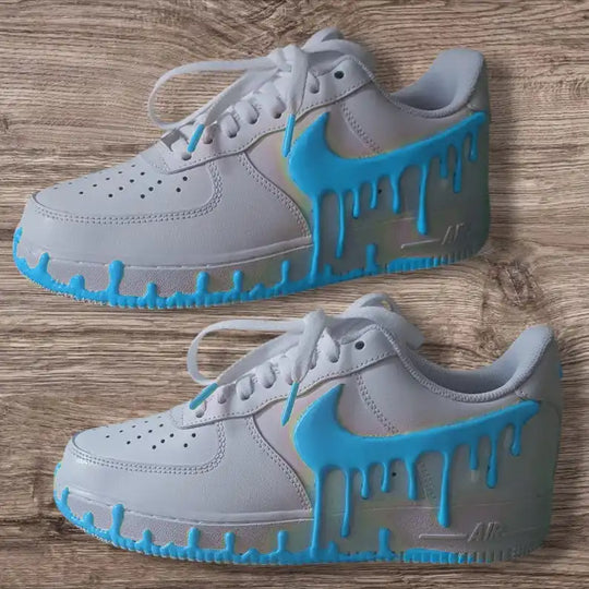 Handmade Dripping Paint Effect Custom Air Force 1, Multi-color Optional Glow-in-the-dark Custom Sneakers Unisex Trendy Streetwear Casual Shoes
