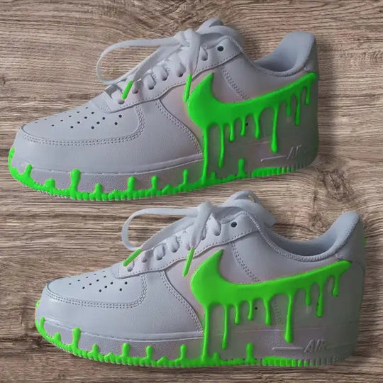 Handmade Dripping Paint Effect Custom Air Force 1, Multi-color Optional Glow-in-the-dark Custom Sneakers Unisex Trendy Streetwear Casual Shoes