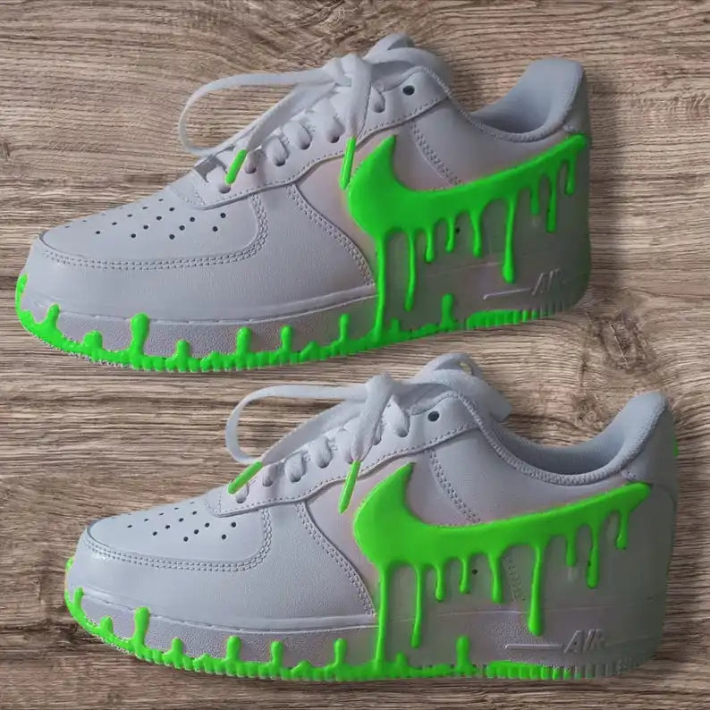 Handmade Dripping Paint Effect Custom Air Force 1, Multi-color Optional Glow-in-the-dark Custom Sneakers Unisex Trendy Streetwear Casual Shoes