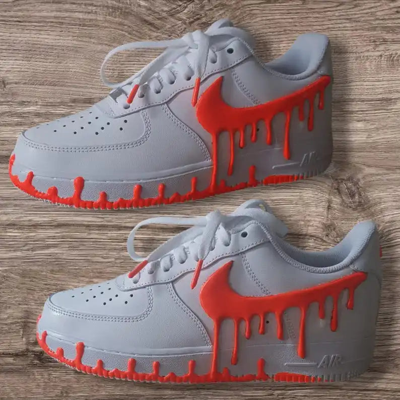 Handmade Dripping Paint Effect Custom Air Force 1, Multi-color Optional Glow-in-the-dark Custom Sneakers Unisex Trendy Streetwear Casual Shoes