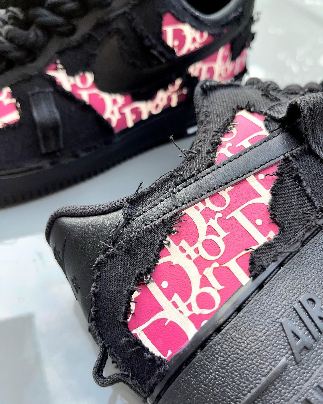 Black Pink Hand Painted Custom Air Force 1 Sneakers
