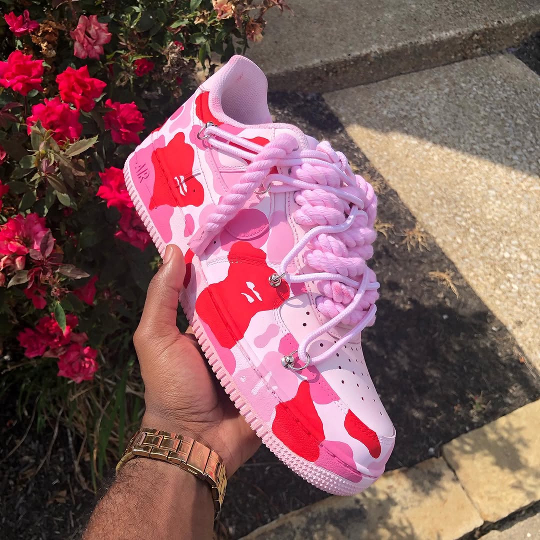 Hand Painted Custom Camo Air Force 1 with Rope Laces