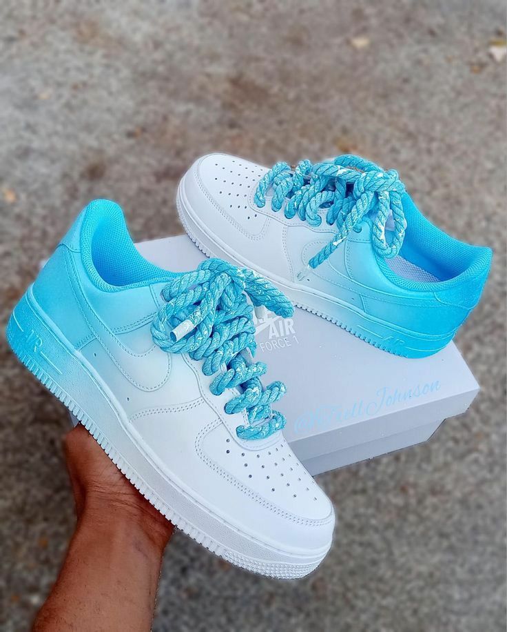 Hand Painted Blue Ombre Custom Air Force 1 Sneakers