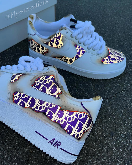 Hand Painted Custom Purple Air Force 1 Sneakers