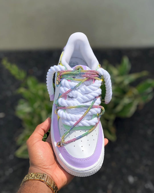 Hand Painted Pastel Custom Air Force 1 with Rhinestone Laces