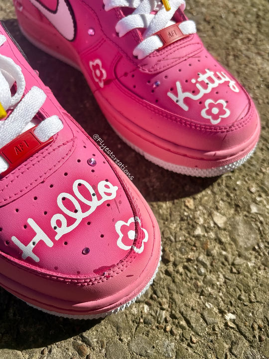 Hand Painted Pink Hello Kitty Custom Air Force 1 Sneakers