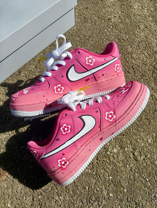 Hand Painted Pink Hello Kitty Custom Air Force 1 Sneakers