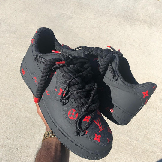 Hand Painted Black Red Custom Air Force 1 Sneakers