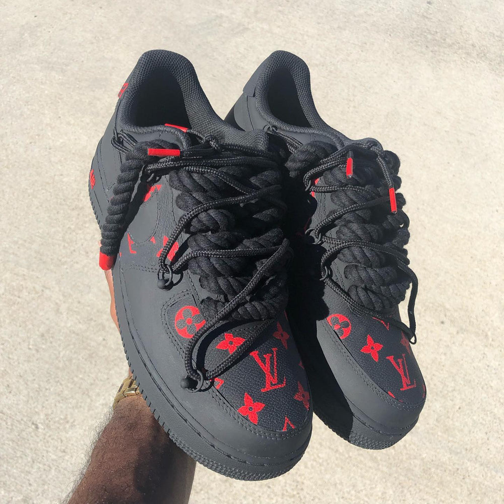 Hand Painted Black Red Custom Air Force 1 Sneakers