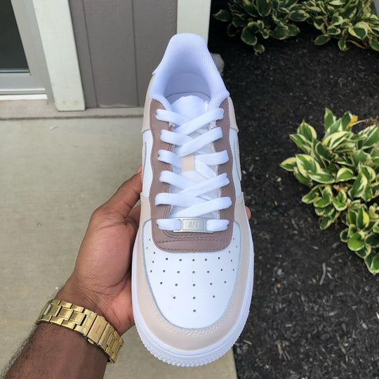 Hand Painted Beige Brown Custom Air Force 1 Sneakers