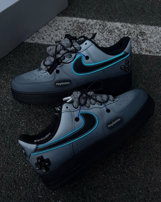 Custom Hand Painted PS5 Glow Air Force 1 Sneakers